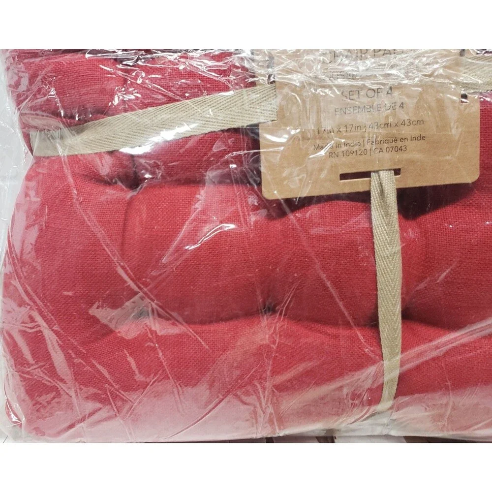 SET OF 4 THICK REVERSIBLE CUSHION CHAIR PADS with ties (17